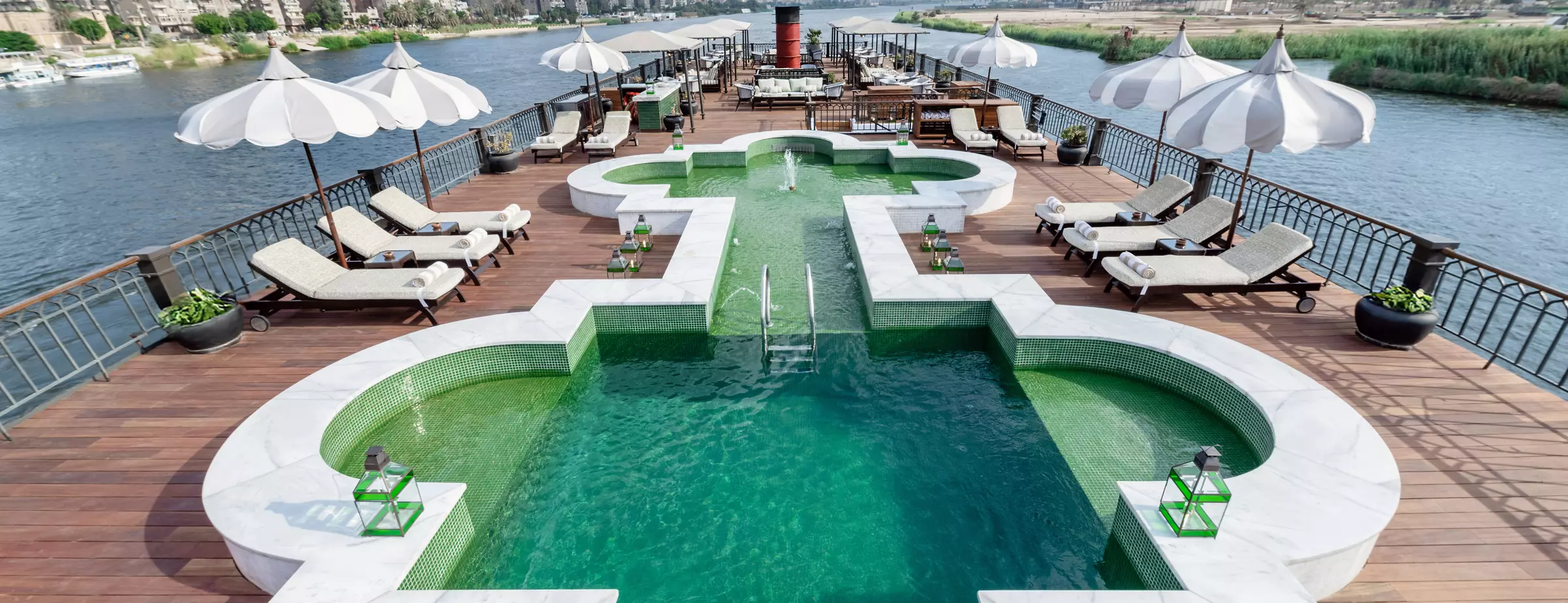 Sun deck of the Mövenpick SS Misr Nile cruise